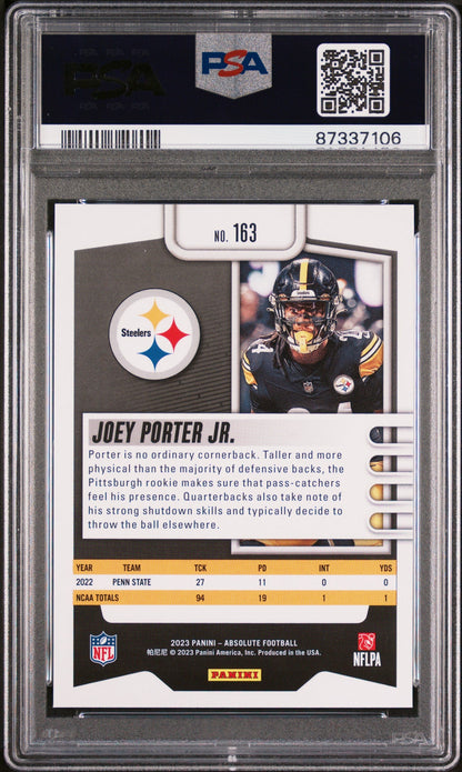 Graded 2023 Panini Absolute Joey Porter Jr #163 Rookie RC Football Card PSA 10 Gem Mint