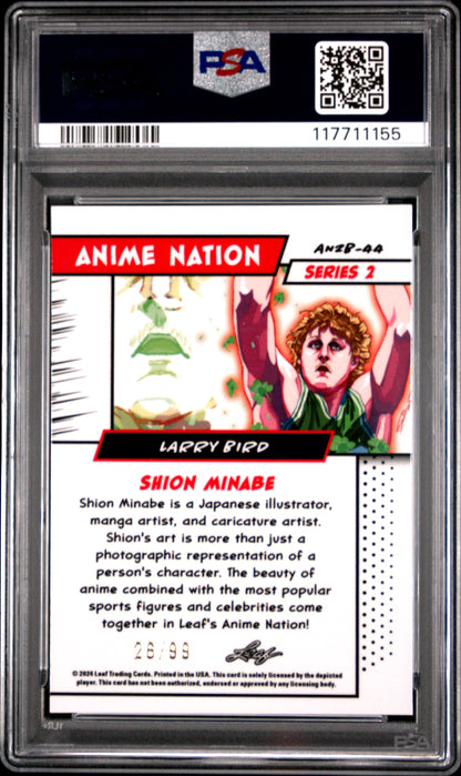 Graded 2024 Leaf Larry Bird #AN2B44 Anime Nation Series 2 /99 Basketball Card PSA 10 Gem Mint