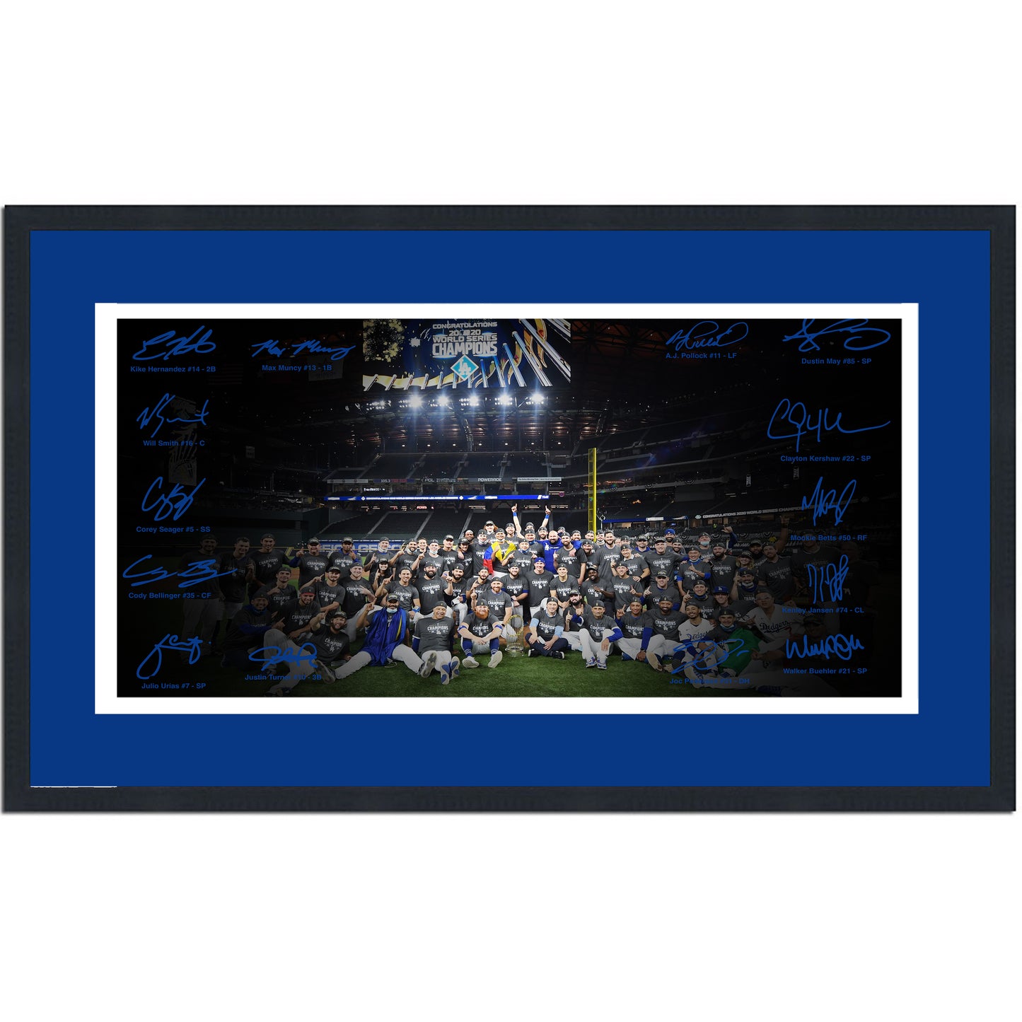 Framed Los Angeles Dodgers 2020 World Series Champions Facsimile Signature Team Auto 16x24 Baseball Photo