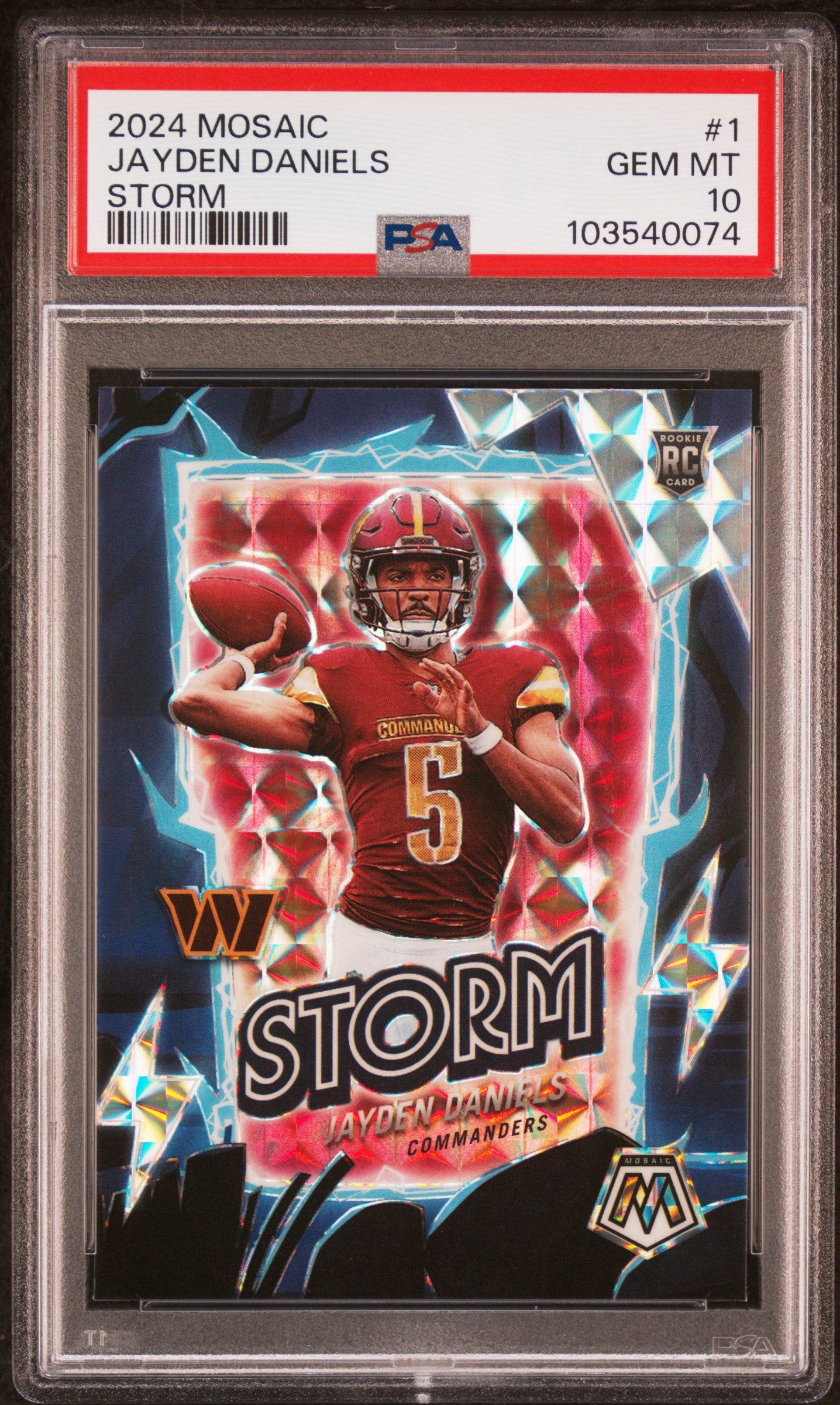 Graded 2024 Panini Mosaic Jayden Daniels #1 Storm Rookie RC Football Card PSA 10 Gem Mint