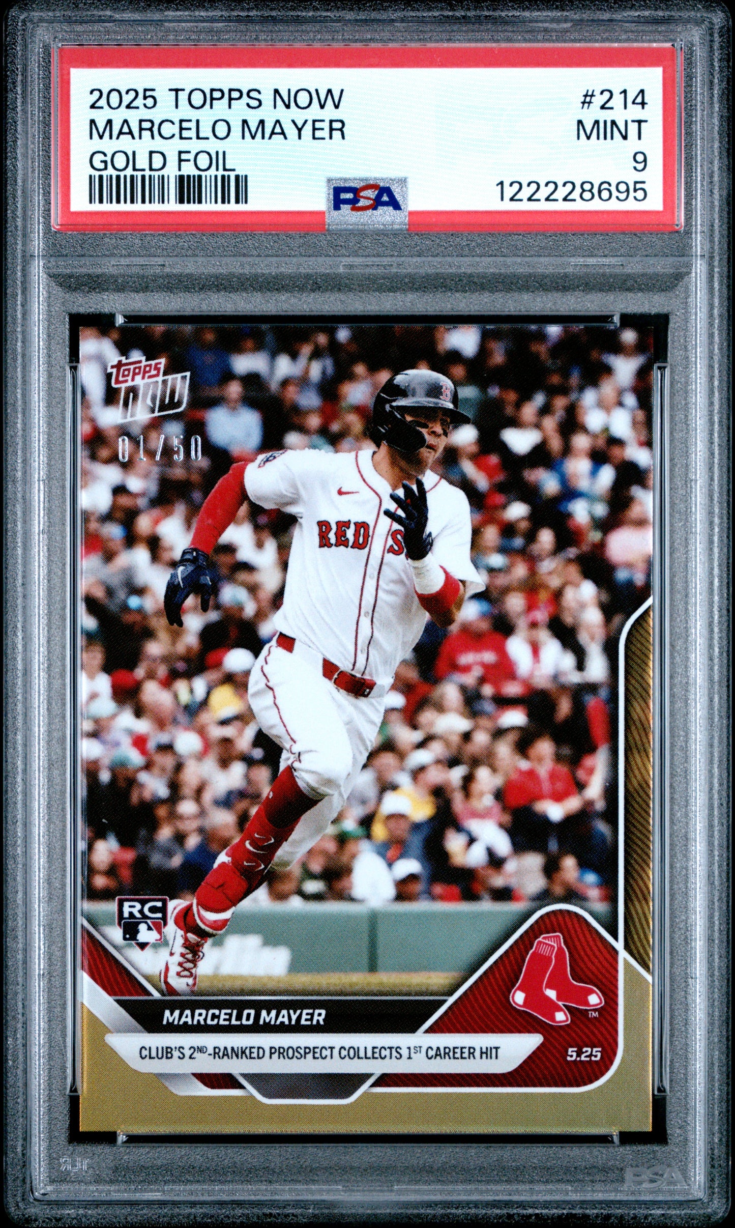Graded 2025 Topps Now Marcelo Mayer #214 Gold Foil /50 Rookie RC Baseball Card PSA 9 Mint