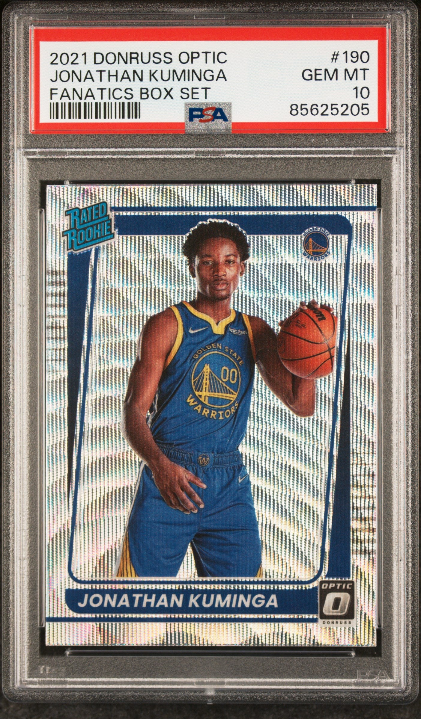 Graded 2021 Panini Donruss Optic Jonathan Kuminga #190 Fanatics Box Set Rookie RC Basketball Card PSA 10 Gem Mint