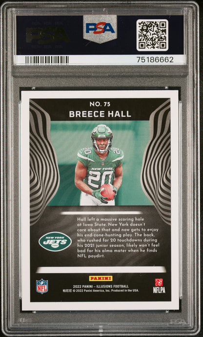 Graded 2022 Panini Illusions Breece Hall #75 T/C Dots Rookie RC Football Card PSA 10 Gem Mint