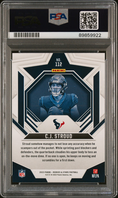 Graded 2023 Panini Rookies & Stars CJ Stroud #112 Rookie RC Football Card PSA 10 Gem Mint