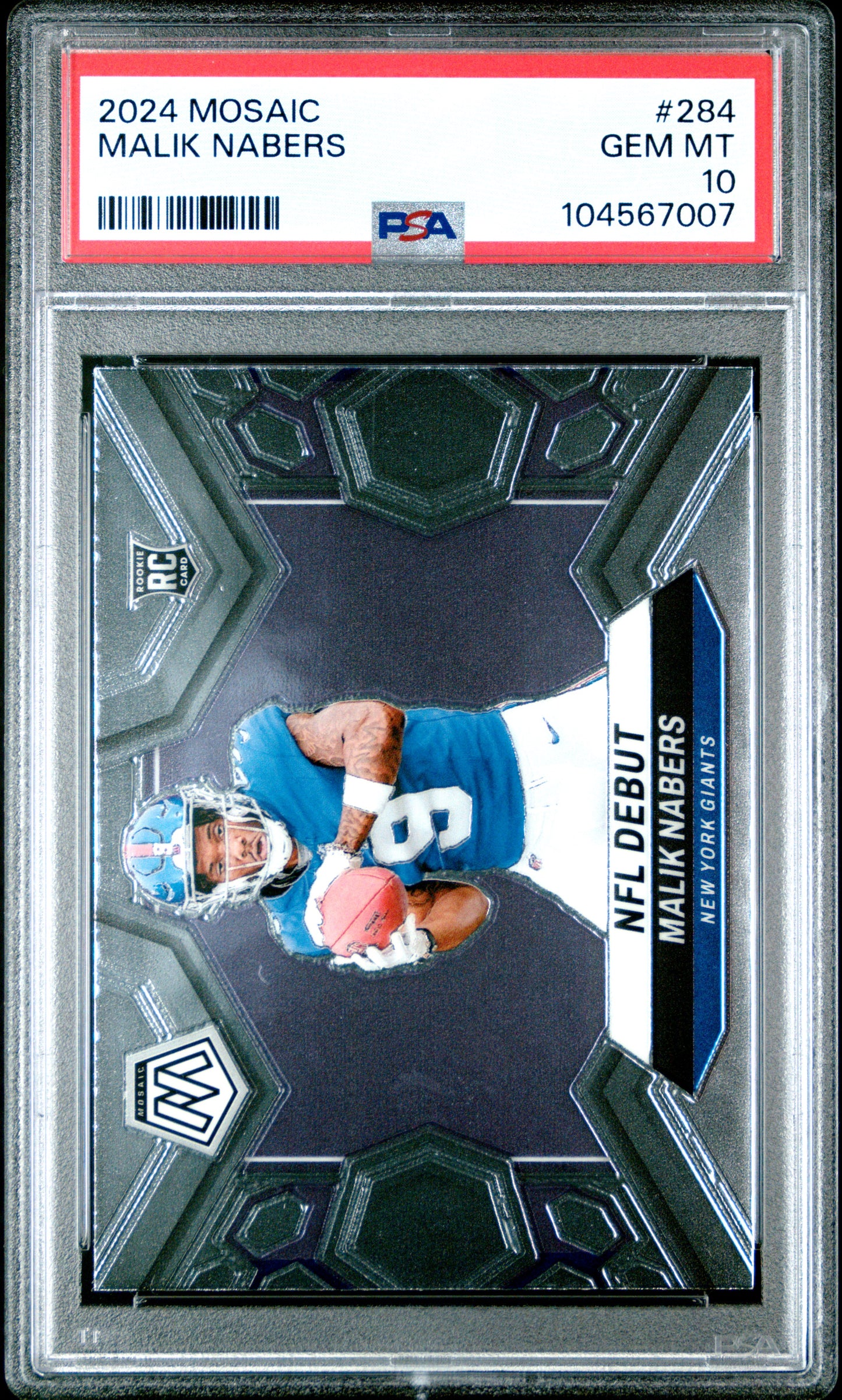 Graded 2024 Panini Mosaic Malik Nabers #284 Rookie RC Football Card PSA 10 Gem Mint