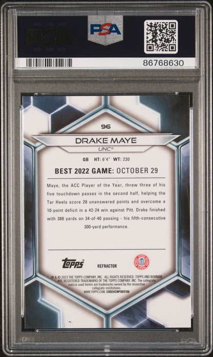 Graded 2023 Topps Bowman U Best Drake Maye #96 Rookie RC Football Card PSA 10 Gem Mint