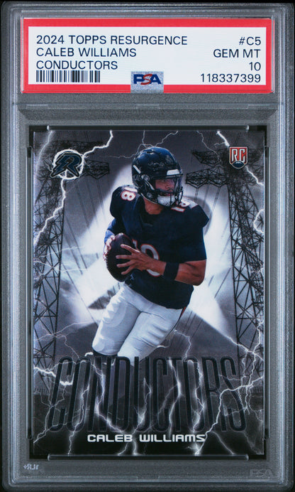 Graded 2024 Topps Resurgence Caleb Williams #C5 Conductors Rookie RC Football Card PSA 10 Gem Mint