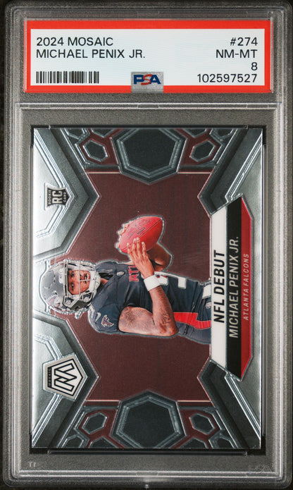 Graded 2024 Panini Mosaic Michael Penix Jr #274 Rookie RC Football Card PSA 8 Near Mint