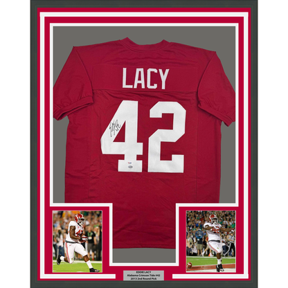 Framed Autographed/Signed Eddie Lacy 35x39 Alabama Red College Football Jersey PSA COA
