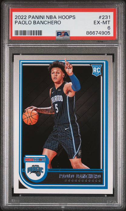 Graded 2022 Panini NBA Hoops Paolo Banchero #231 Rookie RC Basketball Card PSA 6 EX-MT