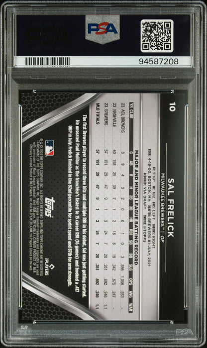 Graded 2024 Topps Chrome Black Sal Frelick #10 Gold Refractor /50 Rookie RC Baseball Card PSA 10 Gem Mint