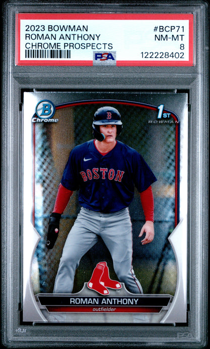 Graded 2023 Topps Bowman Roman Anthony #BCP71 Chrome Prospects Rookie RC Baseball Card PSA 8 Near Mint