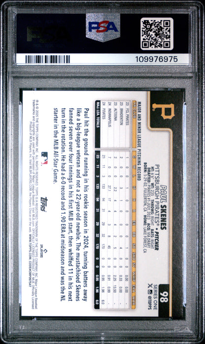 Graded 2025 Topps Paul Skenes #98 Rookie Cup Baseball Card PSA 10 Gem Mint