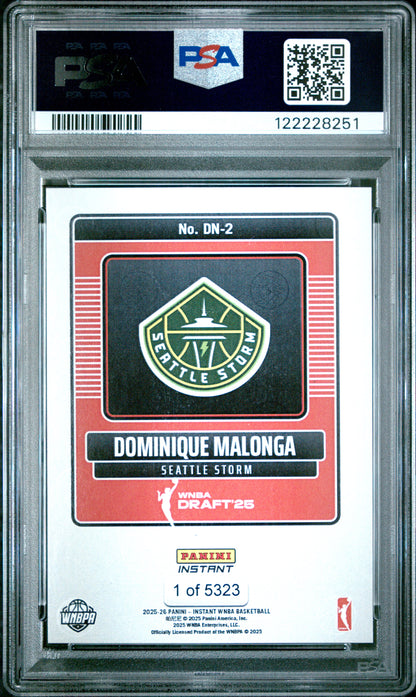 Graded 2025 Panini Instant Dominque Malonga #DN2 Draft Night Rookie RC Basketball Card PSA 9 Mint