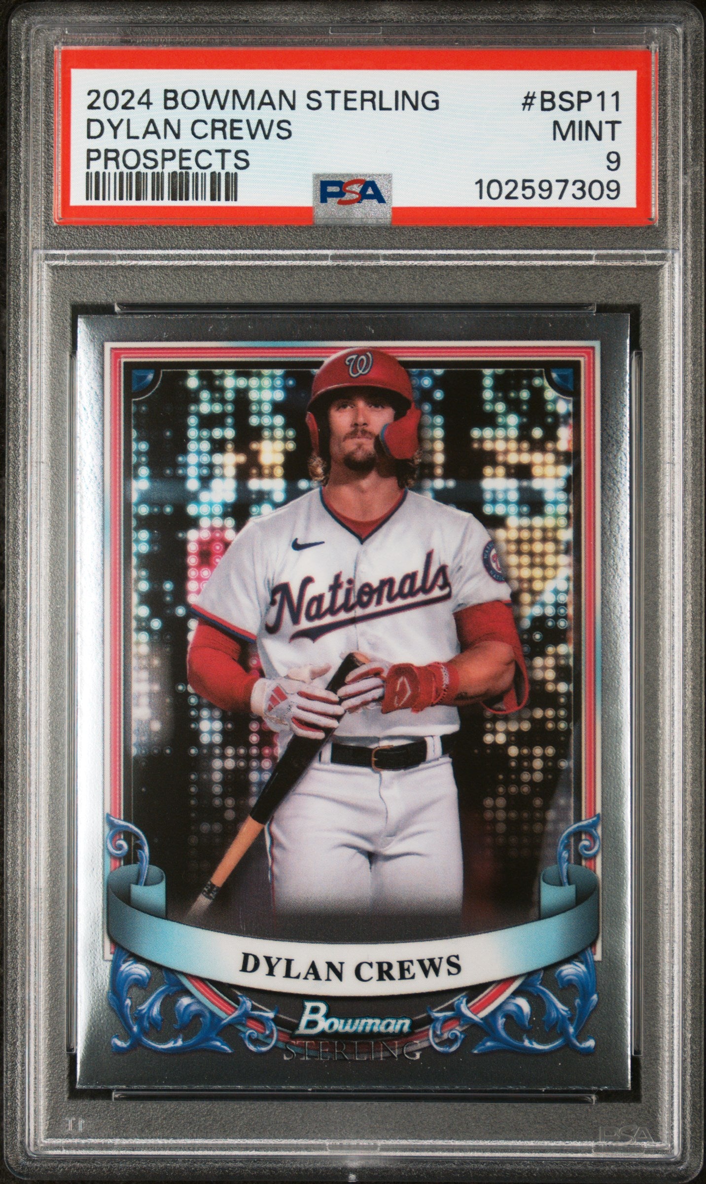 Graded 2024 Topps Bowman Sterling Dylan Crews #BSP11 Prospects Rookie RC Baseball Card PSA 9 Mint