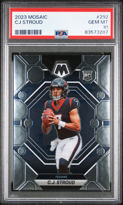 Graded 2023 Panini Mosaic CJ Stroud #292 Rookie RC Football Card PSA 10 Gem Mint