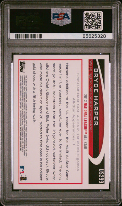 Graded 2012 Topps Update Bryce Harper #US299 Batting Rookie RC Baseball Card PSA 9 Mint