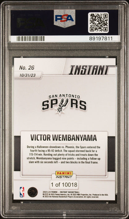 Graded 2023 Panini Instant Victor Wembanyama #26 Rookie RC Basketball Card PSA 8 Near Mint