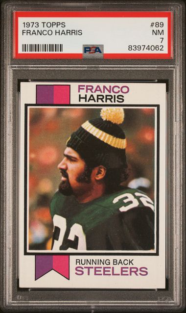 Graded 1973 Topps Franco Harris #89 Rookie RC Football Card PSA 7 Near Mint