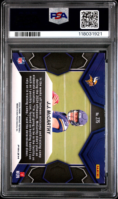 Graded 2024 Panini Mosaic JJ McCarthy #275 Camo Pink Rookie RC Football Card PSA 10 Gem Mint