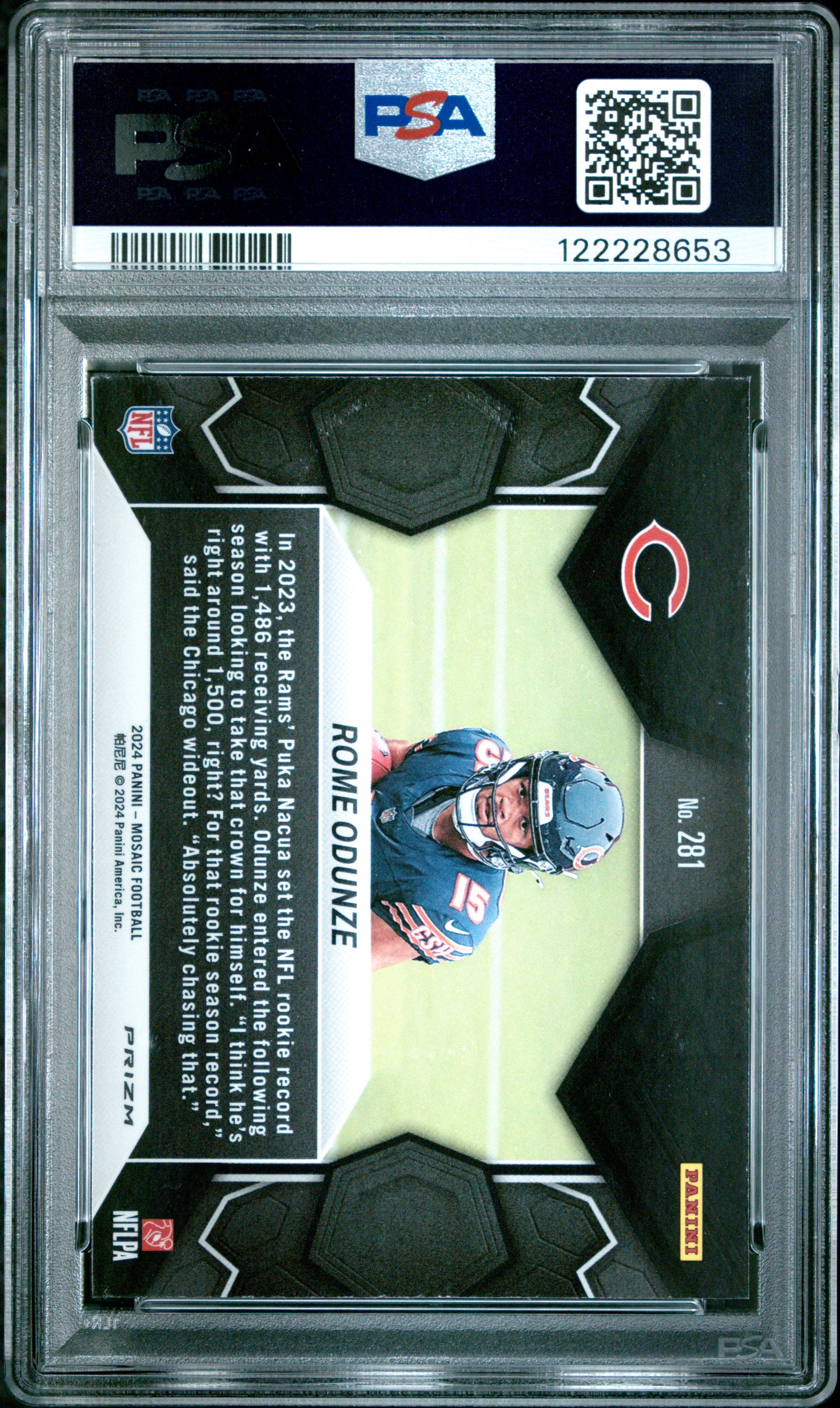 Graded 2024 Panini Mosaic Rome Odunze #281 Green Rookie RC Football Card PSA 8 Near Mint