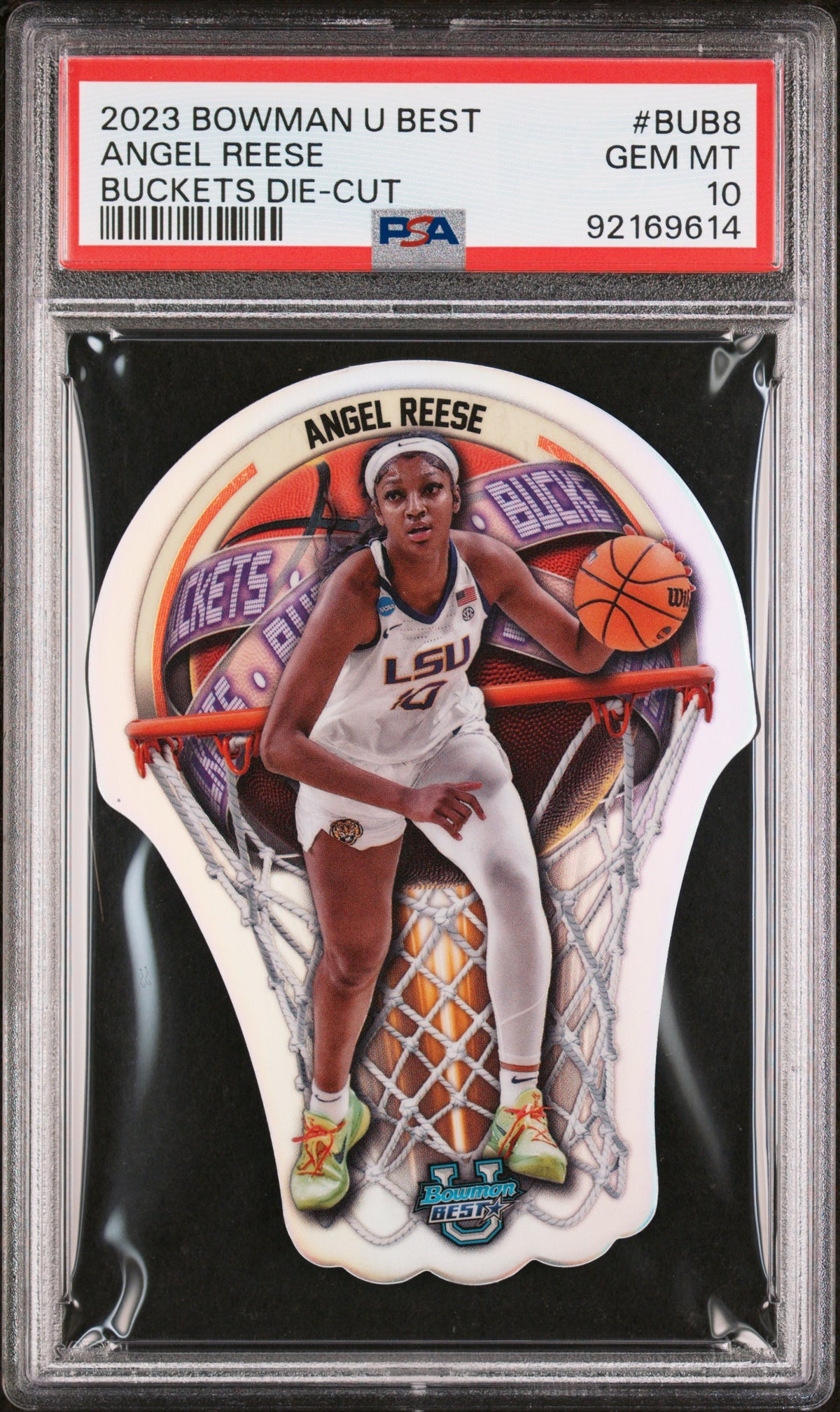 Graded 2023 Topps Bowman U Best Angel Reese #BUB8 Buckets Die Cut Rookie RC Basketball Card PSA 10 Gem Mint