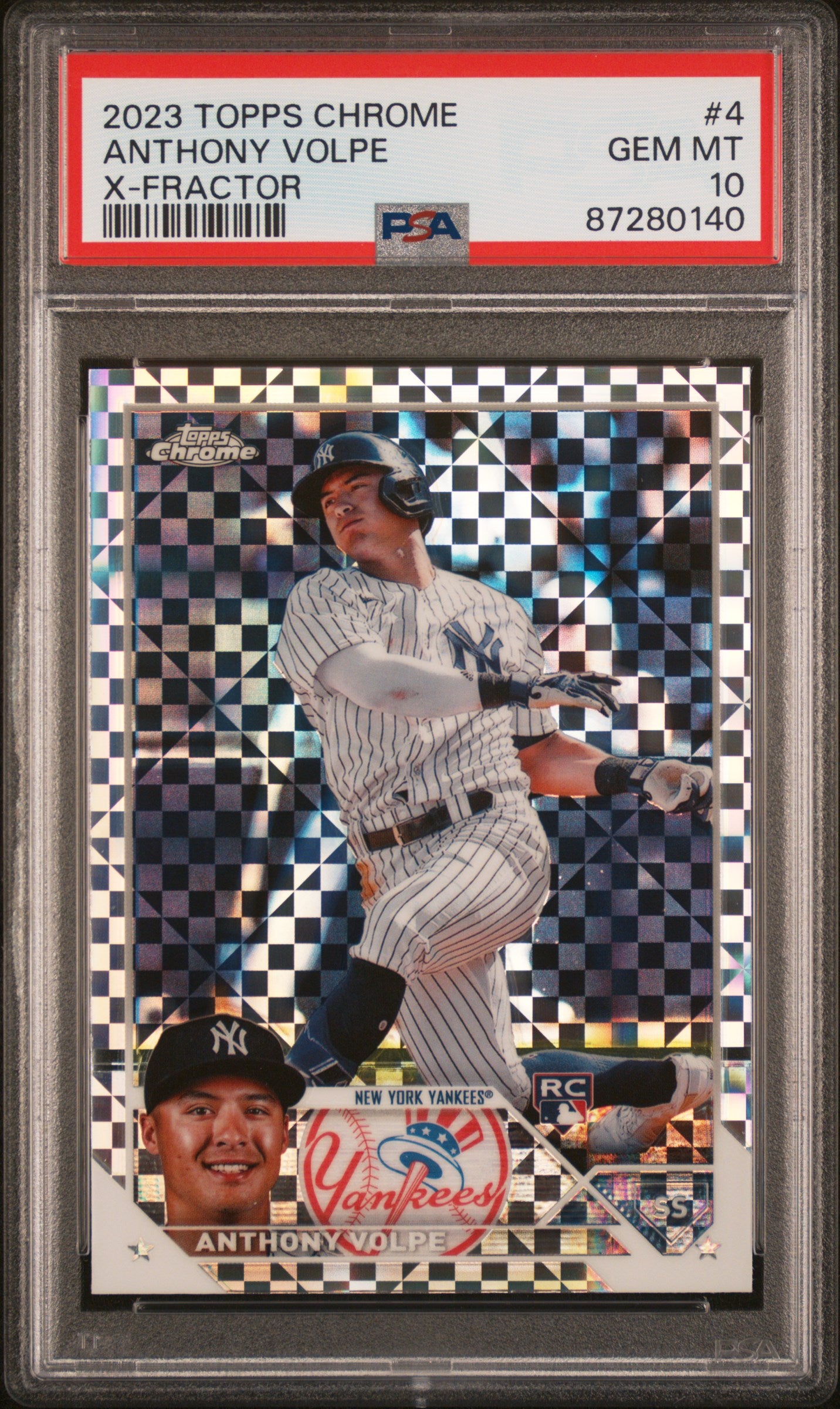 Graded 2023 Topps Chrome Anthony Volpe #4 XFractor Rookie RC Baseball Card PSA 10 Gem Mint
