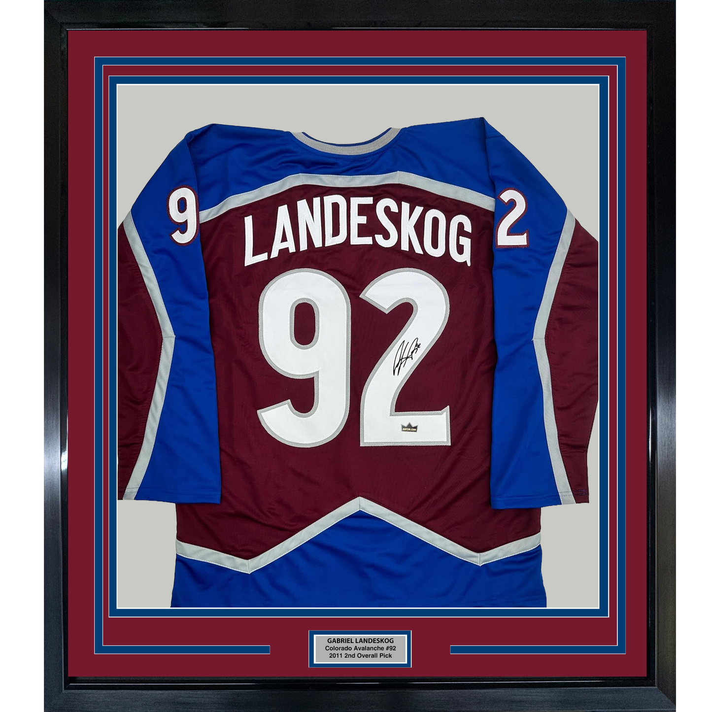 Framed Facsimile Autographed Gabriel Landeskog 35x39 Colorado Maroon Reprint Laser Auto Hockey Jersey