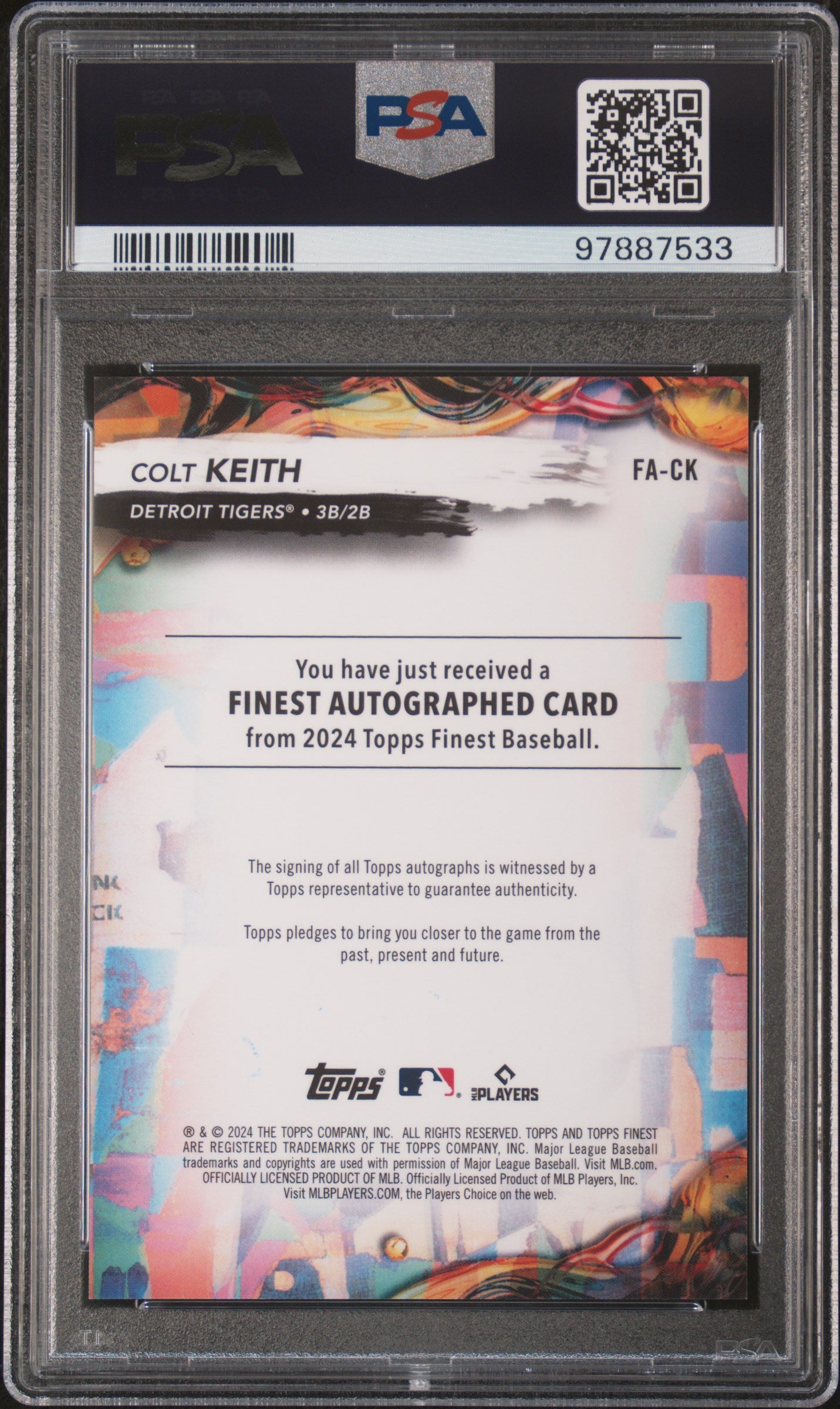 Graded 2024 Topps Finest Colt Keith #FACK Auto Sky Blue Refractor #/150 Rookie RC Baseball Card PSA 10 Gem Mint