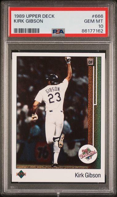 Graded 1989 Upper Deck Kirk Gibson World Series Home Run #666 Baseball Card PSA 10 Gem Mint
