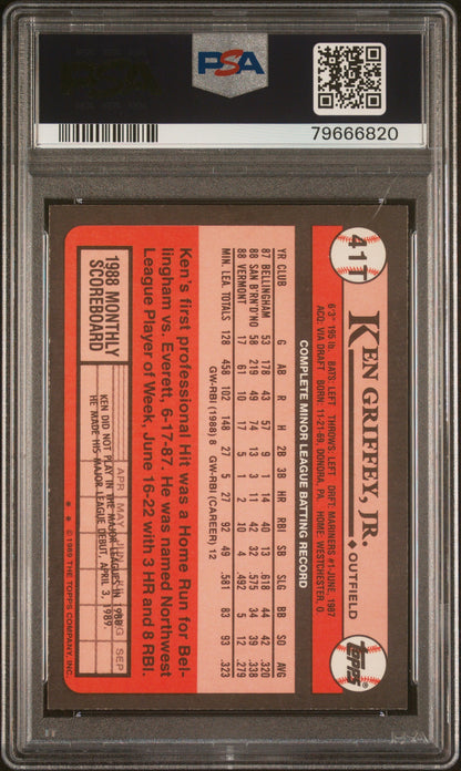 Graded 1989 Topps Traded Ken Griffey Jr. #41T Rookie RC Baseball Card PSA 10 Auto Grade Gem Mint