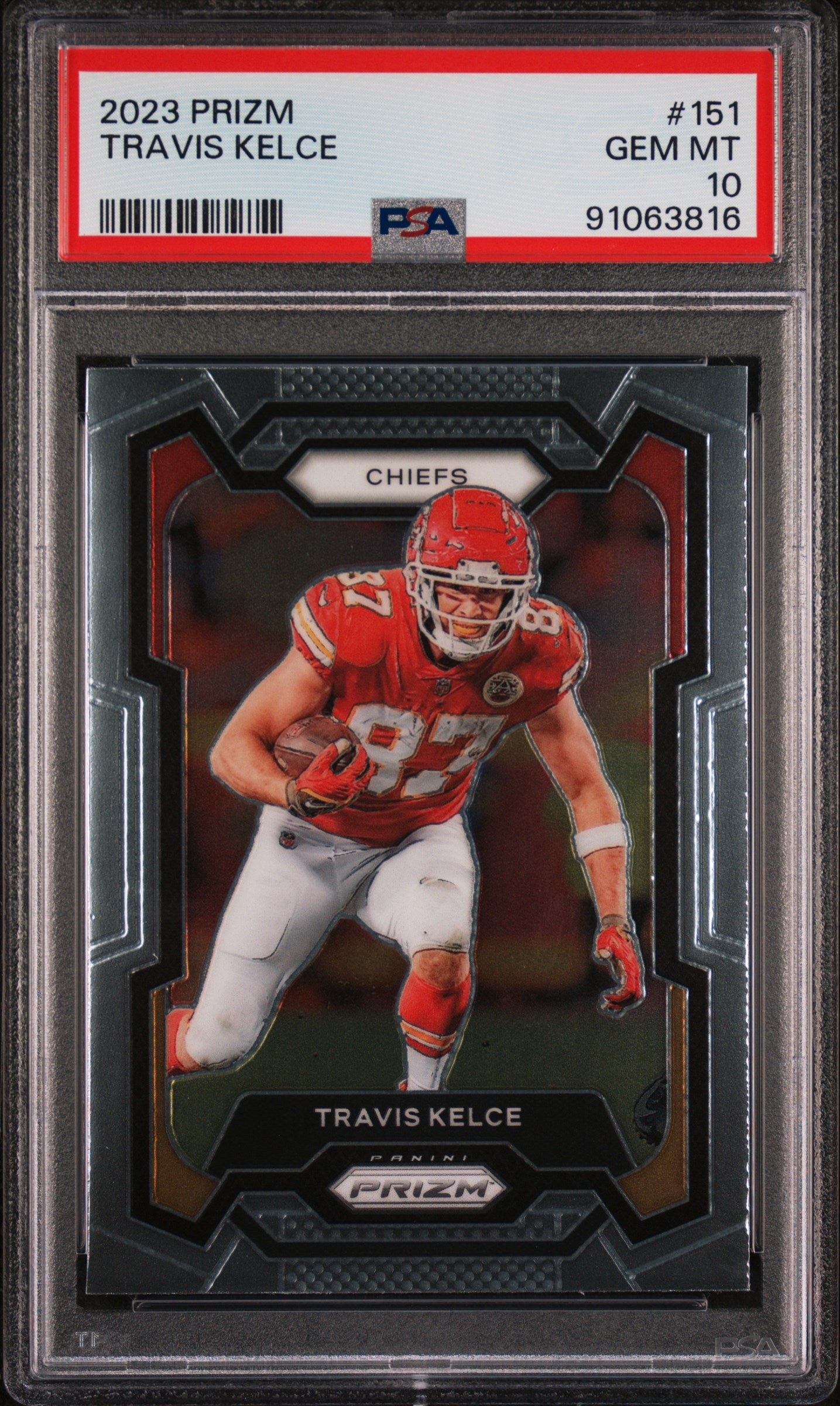 Graded 2023 Panini Prizm Travis Kelce #151 Football Card PSA 10 Gem Mint