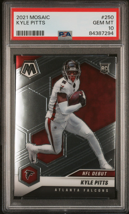 Graded 2021 Panini Mosaic Kyle Pitts #250 Rookie RC Football Card PSA 10 Gem Mint