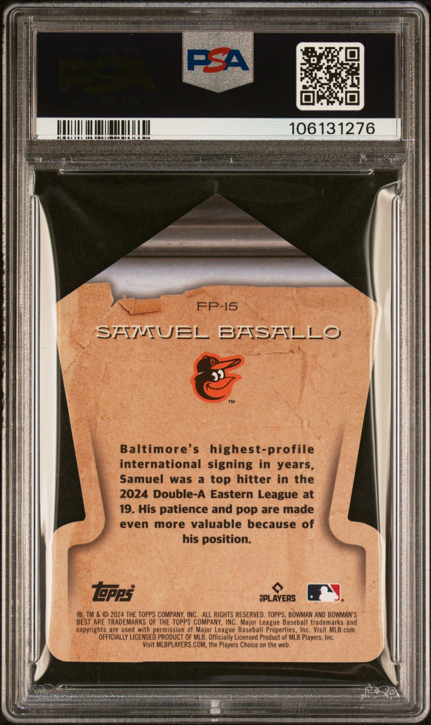 Graded 2024 Topps Bowmans Best Samuel Basallo #FP15 Fabled Phenoms Rookie RC Baseball Card PSA 10 Gem Mint