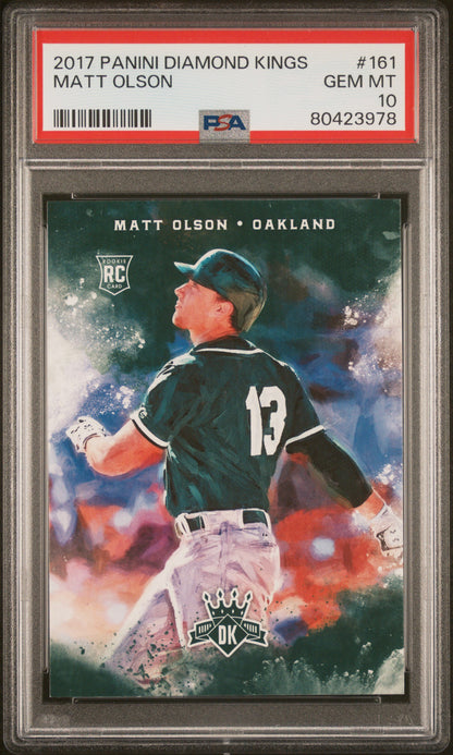 Graded 2017 Panini Diamond Kings Matt Olson #161 Rookie RC Baseball Card PSA 10 Gem Mint