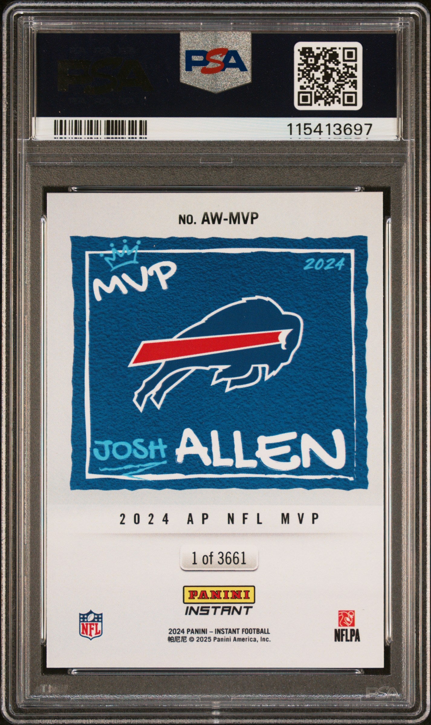 Graded 2024 Panini Instant NFL Josh Allen #MVP Award Winners PSA 10 Gem Mint