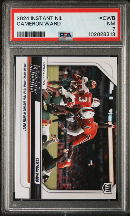 Graded 2024 Panini Instant NIL Cam Ward #CWB Rookie RC Football Card PSA 7 Near Mint