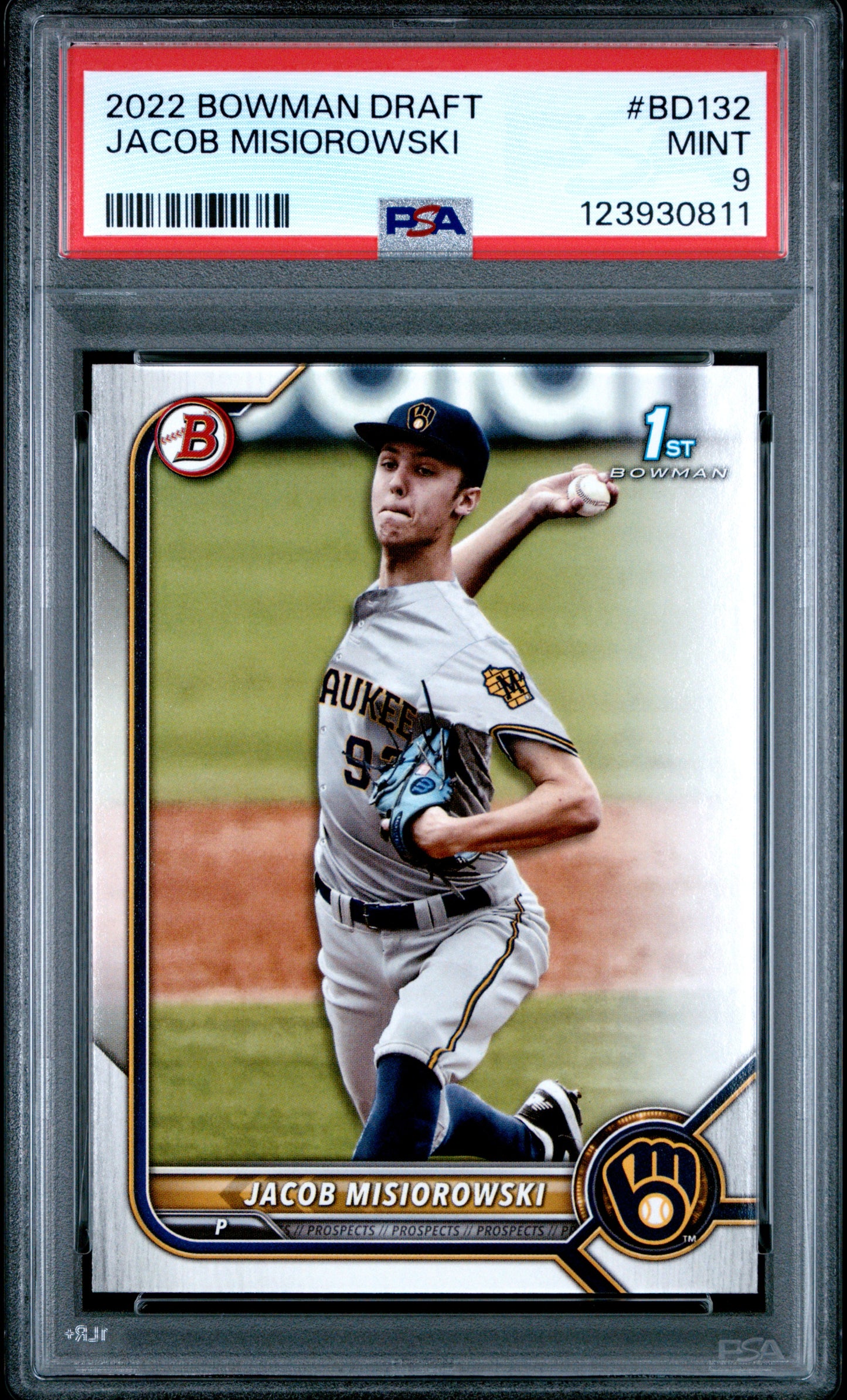Graded 2022 Topps Bowman Draft Jacob Misiorowski #BD132 Rookie RC Baseball Card PSA 9 Mint