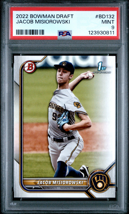 Graded 2022 Topps Bowman Draft Jacob Misiorowski #BD132 Rookie RC Baseball Card PSA 9 Mint