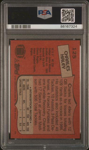 Graded 1987 Topps Charles Haley #125 Rookie RC Football Card PSA 9 Mint