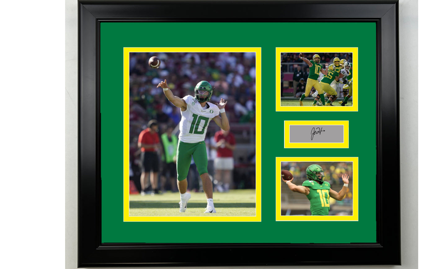Framed Justin Herbert Oregon Ducks Facsimile Laser Engraved Signature NCAA Football 14x11 3 Photo Collage