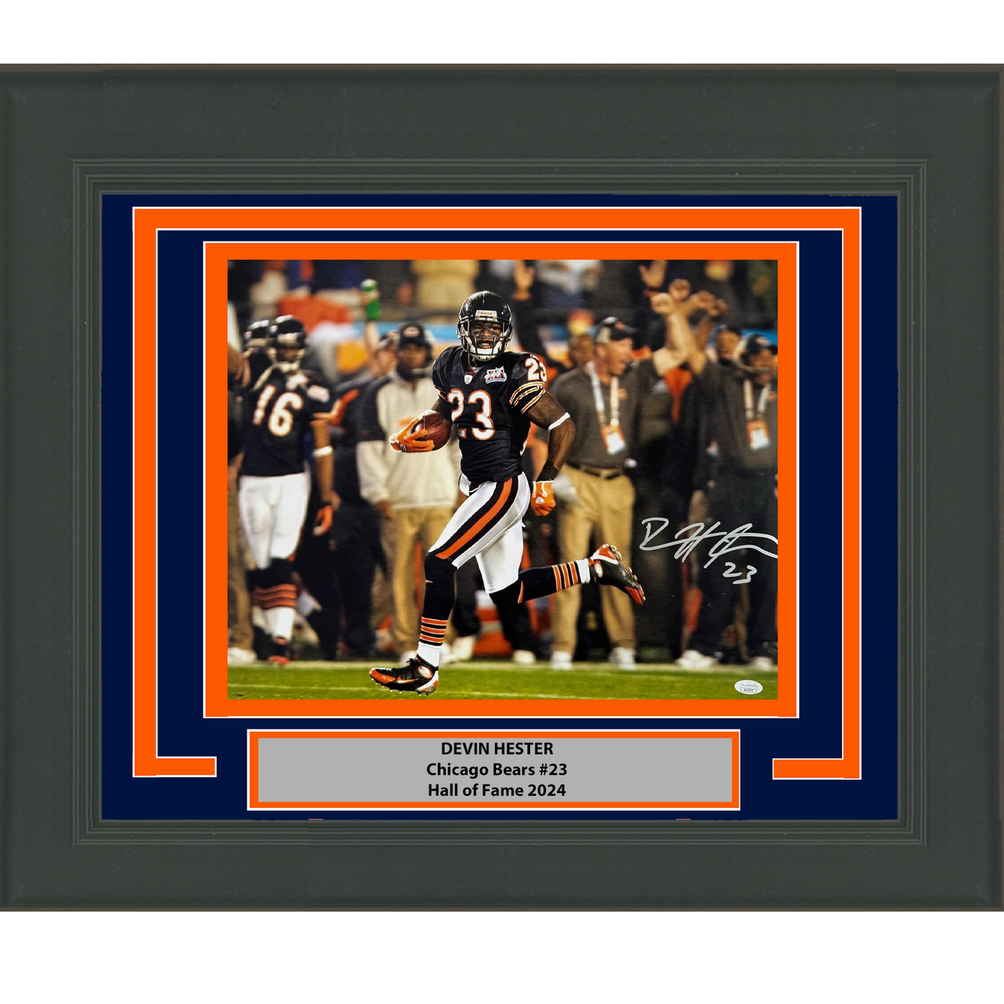 Framed Autographed/Signed Devin Hester Chicago Bears 16x20 Football Photo JSA COA