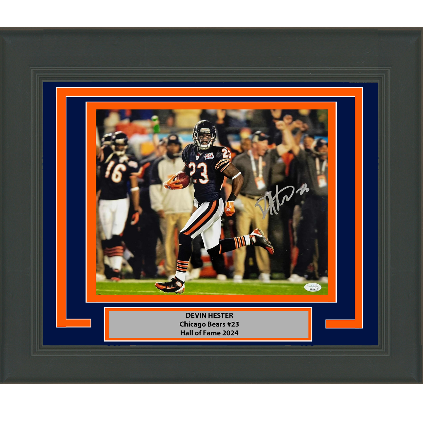 Framed Autographed/Signed Devin Hester Chicago Bears 11x14 Football Photo JSA COA #3
