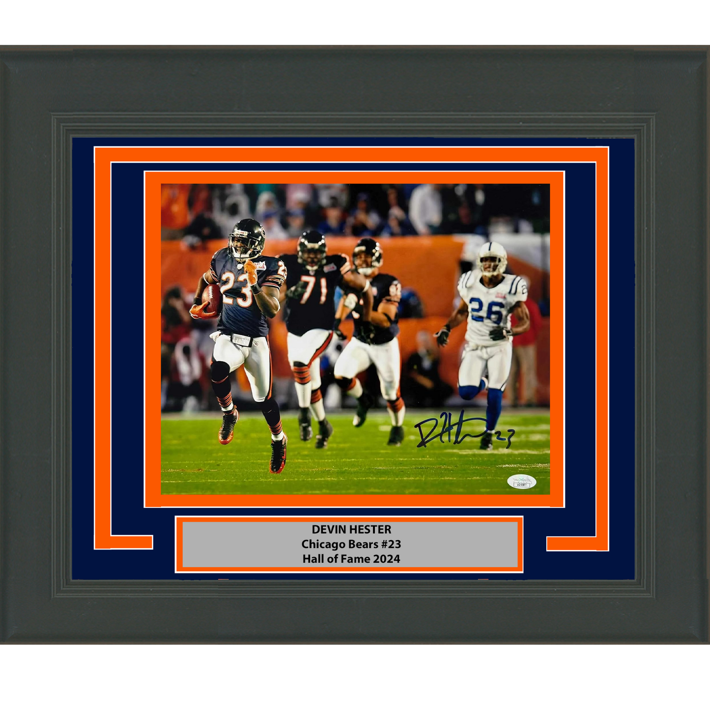 Framed Autographed/Signed Devin Hester Chicago Bears 11x14 Football Photo JSA COA