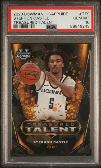 Graded 2023 Topps Bowman U Sapphire Stephon Castle #TT9 Treasured Talent Rookie RC Basketball Card PSA 10 Gem Mint