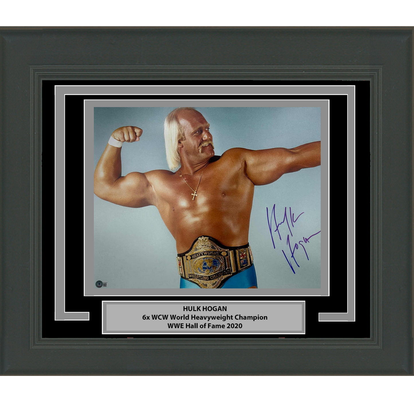 Framed Autographed/Signed Hulk Hogan 16x20 WWE WWF Hulkamania Wrestling Photo Beckett BAS COA #7