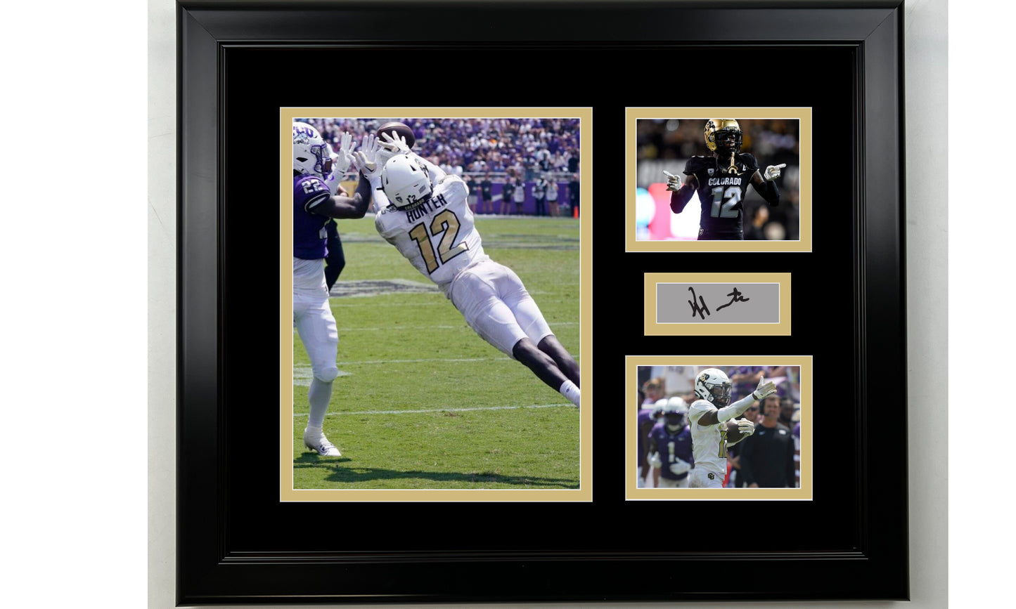 Framed Travis Hunter Colorado Buffaloes Facsimile Laser Engraved Signature NCAA Football 14x11 3 Photo Collage