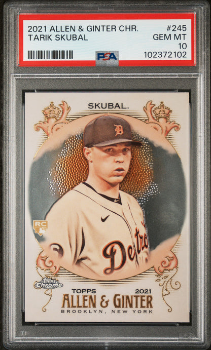 Graded 2021 Topps Allen & Ginter Chrome Tarik Skubal #245 Rookie RC Baseball Card PSA 10 Gem Mint