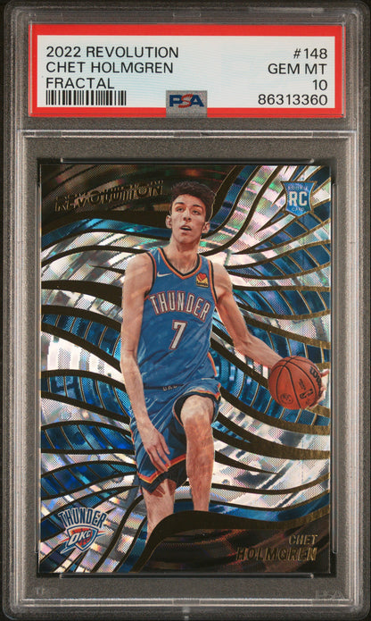 Graded 2022 Panini Revolution Chet Holmgren #148 Fractal Rookie RC Basketball Card PSA 10 Gem Mint