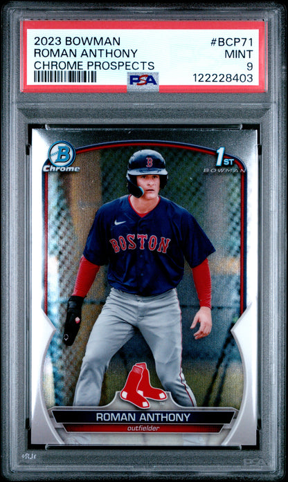 Graded 2023 Topps Bowman Roman Anthony #BCP71 Chrome Prospects Rookie RC Baseball Card PSA 9 Mint